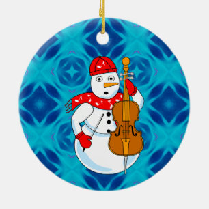 Cello Snowman Keramisch Ornament