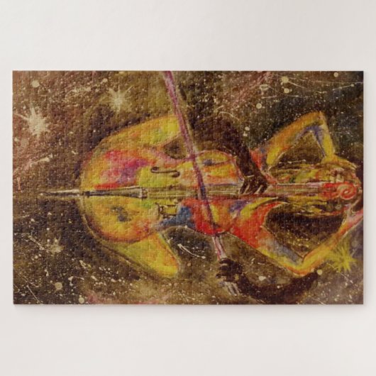 Cello Space Sonata - Dame met Cello - Schilderen Legpuzzel (Horizontaal)
