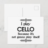 Cello - Speelt Zelf Grappige Deco Muziek Briefkaart (Voorkant / Achterkant)
