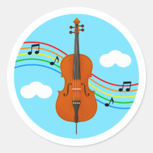 Cello Sticker Lucht Regenboog Muziek Kinderen