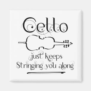 cello string langs magneet