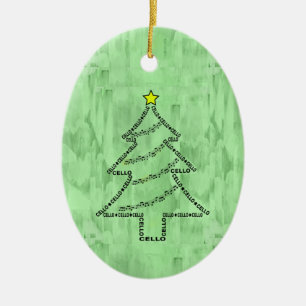 Cello Tekst Kerstboom Keramisch Ornament