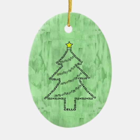 Cello Tekst Kerstboom Keramisch Ornament (Voorkant)