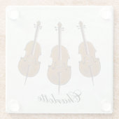 Cello trio gepersonaliseerd glazen onderzetter (Achterkant)