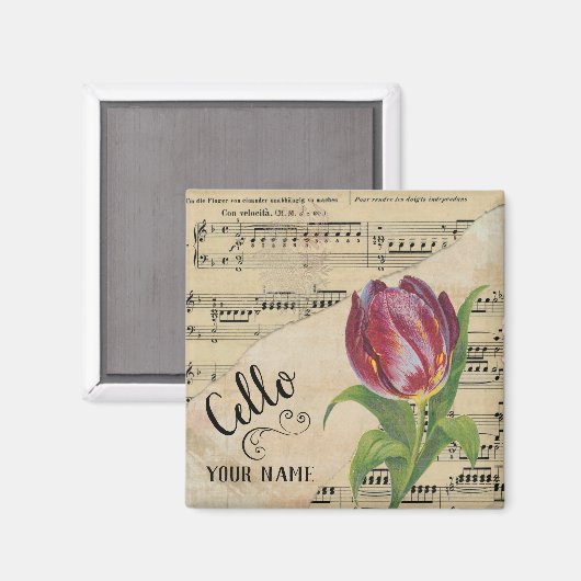 Cello Tulip  — Datablad Music Gepersonaliseerd Magneet (Voorkant / Achterkant)