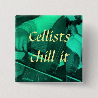 cello turquoise Cellists chill het..... Vierkante Button 5,1 Cm