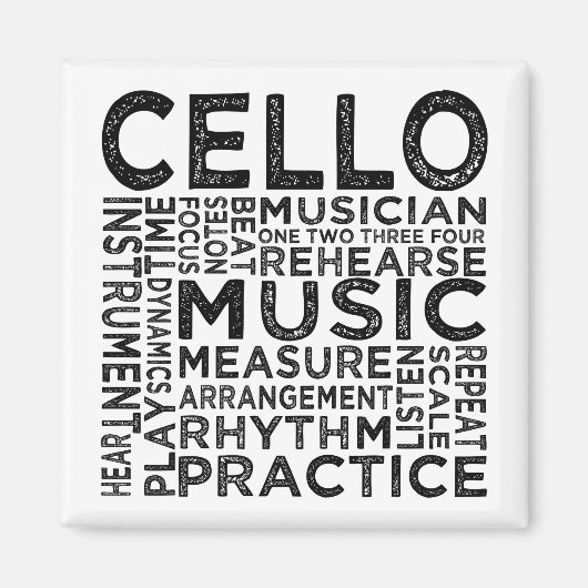 Cello Typografie Magneet (Voorkant)