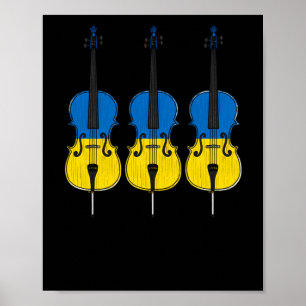 Cellolist Ukraïense Vlag Cellist Snaar Muzikant St Poster