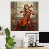 Celloserenade bij het raam poster (Thuiskantoor)