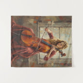 Celloserenade bij het raam wandkleed (Voorkant (horizontaal))