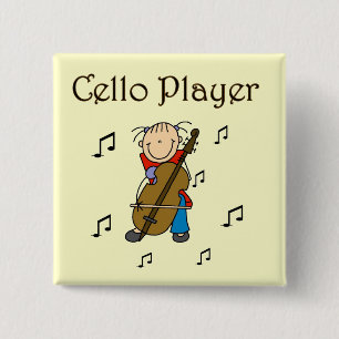 Cellospeler T-shirts en cadeaus Vierkante Button 5,1 Cm