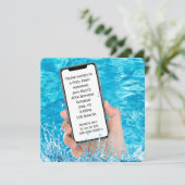 Cellphone Text 40th Birthday Pool Party Invitation Kaart (Staand voorkant)
