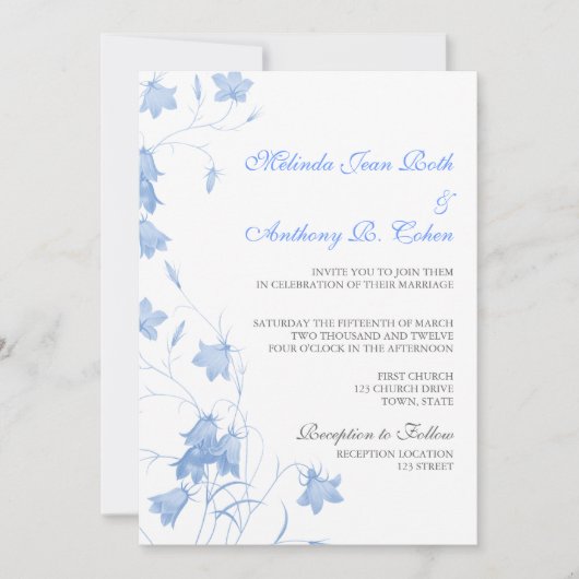 Cellules bleues - Faire-part de mariage bleu 5x7 (Devant)