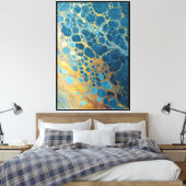 Cellules dorées : Art mural abstrait bleu sarcelle (Insitu(Chambre))