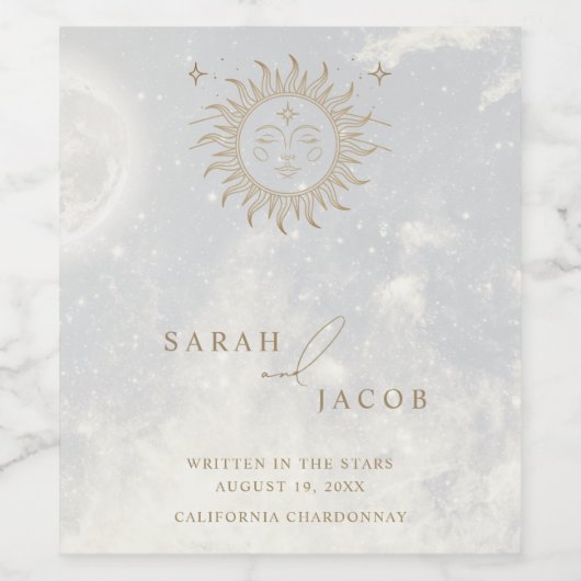 Celsius Schriftelijk in het Stars Wedding Wijn Etiket (Enkel label)