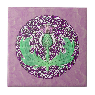 Celtic Art Scottish Thistle - Paars Tegeltje