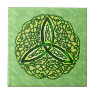 Celtic Art Trinity Knot Green en Gold Tegeltje