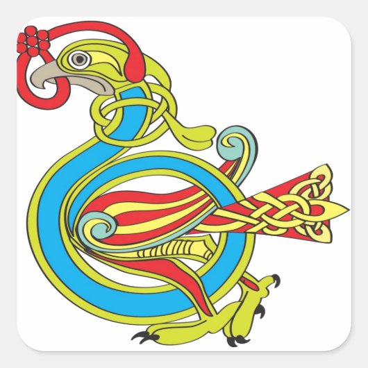 Celtic Bird Vierkante Sticker (Voorkant)