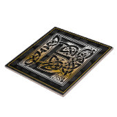Celtic Black Stone E Monogram Initiaal Tile Tegeltje (Zijkant)