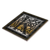 Celtic Black Stone M Monogram Initiaal Tile Tegeltje (Zijkant)