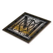 Celtic Black Stone M Monogram Initiaal Tile Tegeltje (Zijkant)