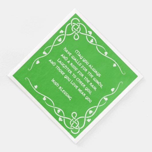 Celtic Braid - White en Green Irish Blessing #3 Servet (Hoek)