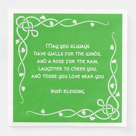 Celtic Braid - White en Green Irish Blessing #3 Servet (Voorkant)