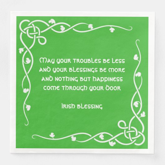 Celtic Braid - White en Green Irish Blessing #4 Servetten (Voorkant)
