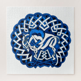 Celtic Buffalo/Bison-breided design in blauw Legpuzzel