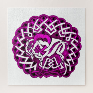 Celtic Buffalo/Bison gevlekt ontwerp in roze Legpuzzel