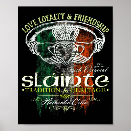 Celtic Claddagh Slainte Nge Irish Flag St. Patrick Poster (Voorkant)