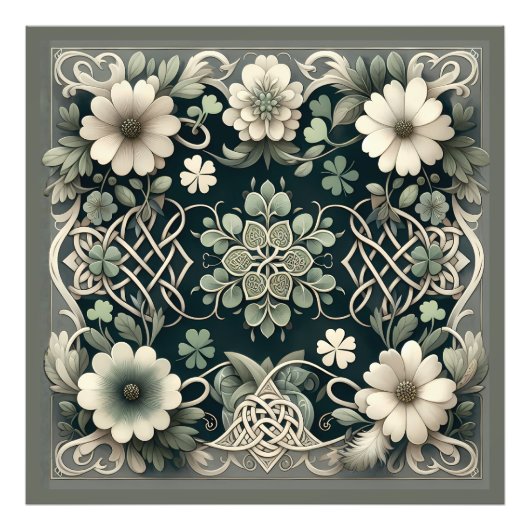 Celtic Clover Floral Charm Foto Afdruk (Voorkant)