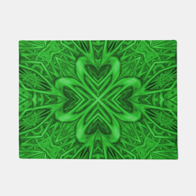Celtic Clover  Green Fractal Kaleidoscope Deurmat (Voorkant)