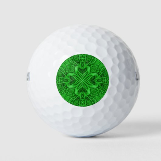 Celtic Clover Green Fractal Kaleidoscope Golfballen (Voorkant)