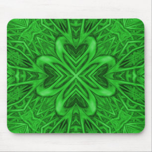 Celtic Clover  Green Fractal Kaleidoscope Muismat