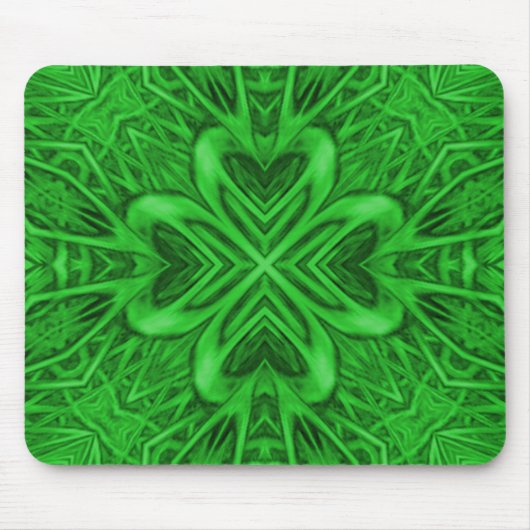 Celtic Clover Green Fractal Kaleidoscope Muismat (Voorkant)