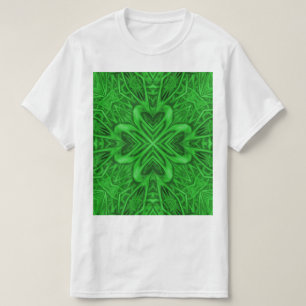 Celtic Clover Green Fractal Kaleidoscope T-shirt