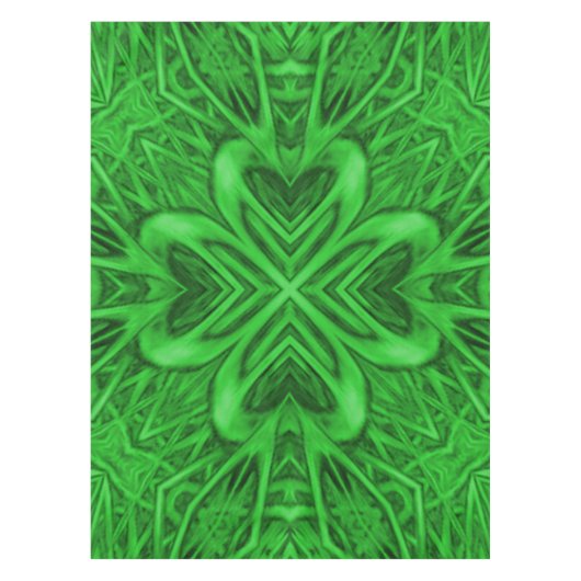 Celtic Clover  Green Fractal Kaleidoscope Tafelkleed (Voorkant)