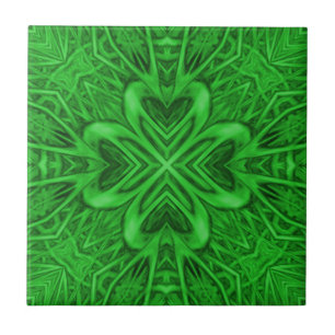 Celtic Clover Green Fractal Kaleidoscope Tegeltje