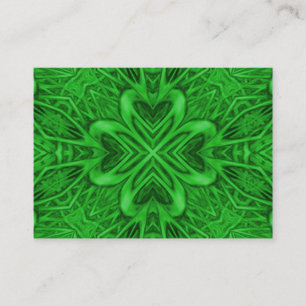 Celtic Clover  Green Fractal Kaleidoscope Visitekaartje