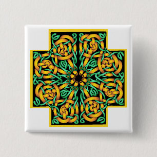 Celtic Cross 2 Vierkante Button 5,1 Cm