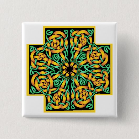 Celtic Cross 2 Vierkante Button 5,1 Cm (Voorkant)