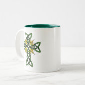 Celtic Cross Cadeft Tweekleurige Koffiemok (Voorkant links)