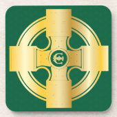 Celtic Cross Celtic Knot Letter E Monogram Bier Onderzetter (Voorkant)