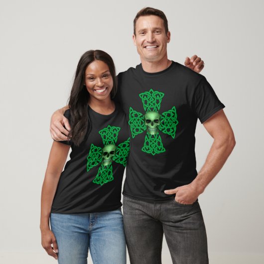 Celtic Cross en Green Skull Irish Pride T-shirt (Unisex)