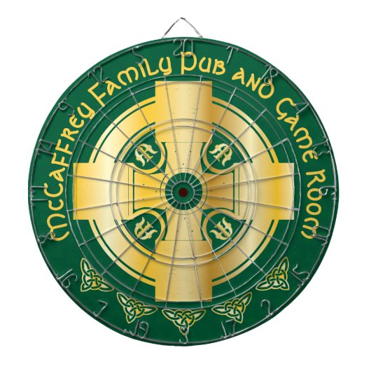 Celtic Cross en Knot Letter M Monogram en Naam Dartbord (Voorkant)