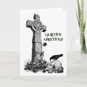 Celtic Cross en Raven Yuletide Card Feestdagen Kaart