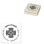 Celtic Cross Familienaam Return Address Rubberstempel (Gestempeld)