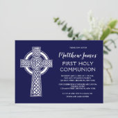 Celtic Cross First Community Invitation for Boys Kaart (Staand voorkant)