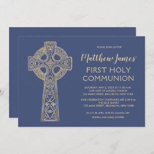 Celtic Cross First Community Invitation for Boys Kaart